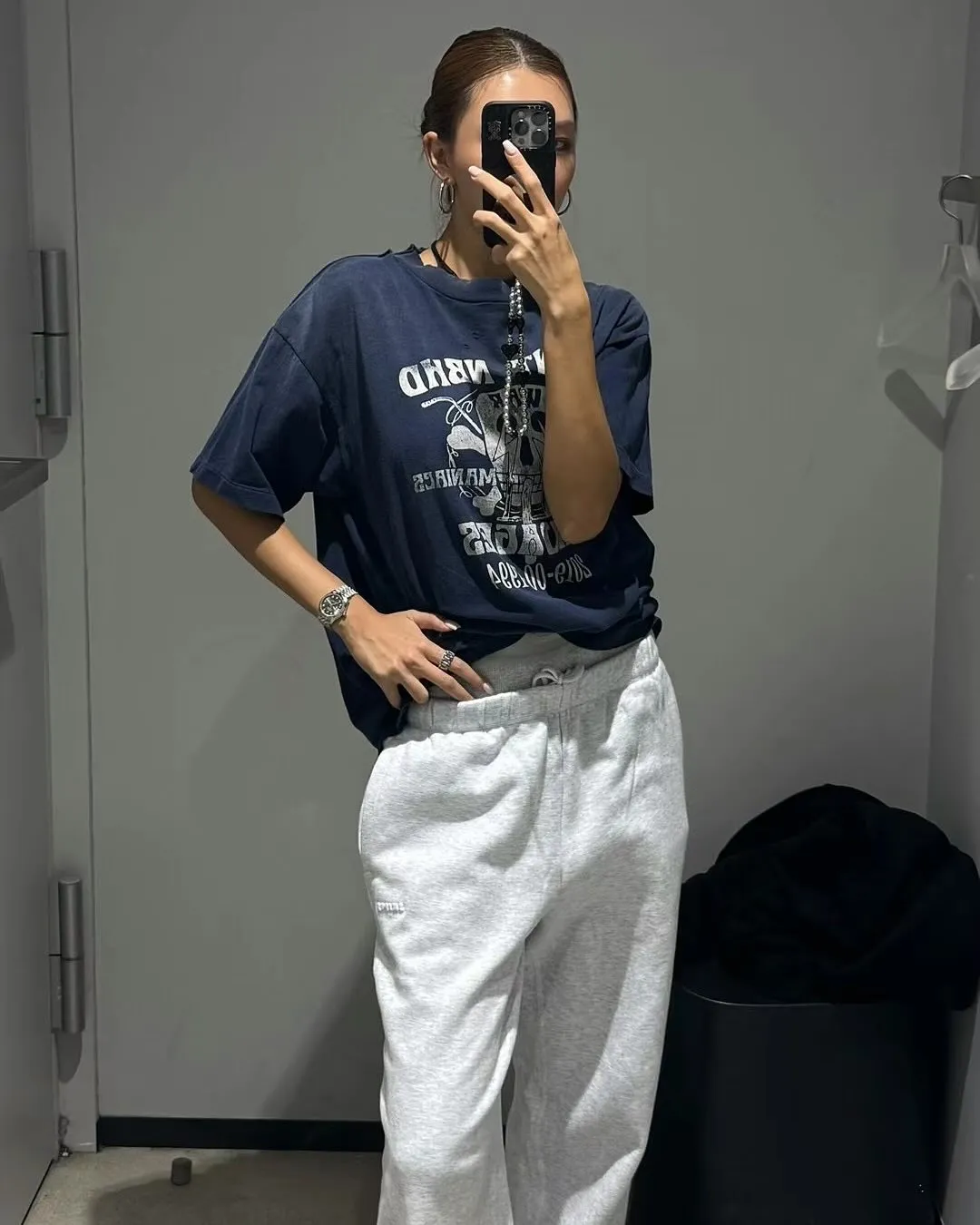 SAINT Mxxxxxx × NEIGHBORHOOD STHD . SS TEE SAINT NBHD/NVY NBHD Takizawa Shinsuke SAINT HOOD joint project Skeleton lightning destruction TEE Washed blue S-XL OE yarn tube weaving without side seam fabric Re-washed to make it distressed Cut and damaged treatment Ma Liu fading process Printing simulates natural distressed effect Correct version Customized joint main mark/wash mark/angel mark